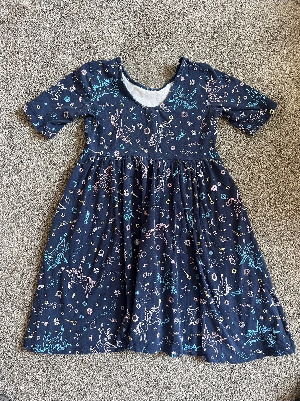 Hanna Andersson Navy Unicorn & Stars Twirl Dress